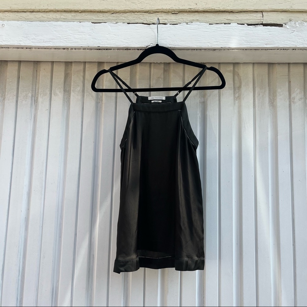 ISABEL MARANT dark green lace trim tank top